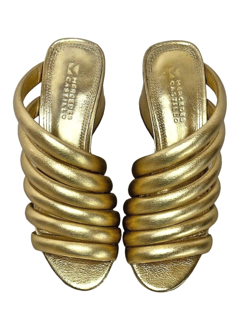 MERCEDES CASTILLO x Izzie 65 - Metallic Gold Slide Mules - size 7.5